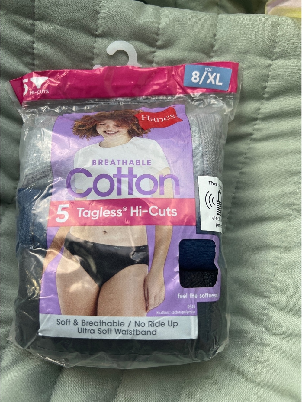 Hanes Women's Breathable Cotton Tagless Hi-Cuts Panties, Size 8/XL, 5 Pack